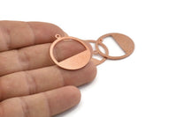 Copper Round Charm, 12 Raw Copper Round Charms With 1 Loop, Blanks, Stamping Blanks (25x0.80mm) M418