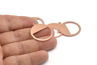 Bakır Yuvarlak Charm, 1 Döngülü 12 Ham Bakır Yuvarlak Charm, Boşluklar, Damgalama Boşlukları (25x0,80 mm) M424