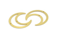 Brass Moon Charm, 8 Raw Brass Crescent Moon Charms With 2 Holes, Pendants (42x16x0.80mm) M439