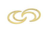 Brass Moon Charm, 8 Raw Brass Crescent Moon Charms With 2 Holes, Pendants (42x16x0.80mm) M439