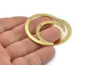 Brass Moon Charm, 8 Raw Brass Crescent Moon Charms With 2 Holes, Pendants (42x16x0.80mm) M439