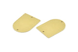 D Shape Charm, 6 Raw Brass D Shaped Charms With 2 Holes, Stamping Blanks, Findings (28x21x0.80mm) M345