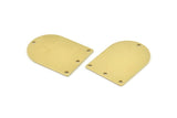 D Shape Charm, 6 Raw Brass D Shaped Charms With 4 Holes, Stamping Blanks, Findings (28x21x0.80mm) M346
