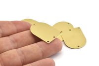 D Shape Charm, 6 Raw Brass D Shaped Charms With 4 Holes, Stamping Blanks, Findings (28x21x0.80mm) M346