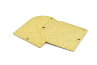 D Shape Charm, 4 Textured Raw Brass D Shaped Charms With 2 Holes, Stamping Blanks, Findings (35x28x0.80mm) M350