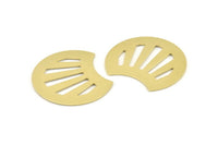 Brass Shell Blank, 4 Raw Brass Shell Stamping Blanks, Findings (35x28x0.80mm) M375