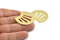Brass Shell Blank, 4 Raw Brass Shell Stamping Blanks, Findings (35x28x0.80mm) M375