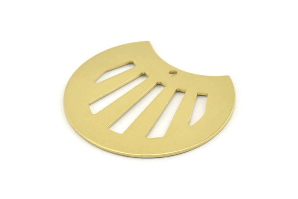 Brass Shell Charm, 4 Raw Brass Shell Charms With 1 Hole (35x28x0.80mm) M377