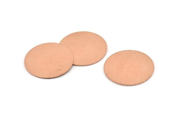 Copper Round Disc, 6 Raw Copper Stamping Tags (25x0.80mm) D0526