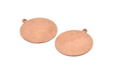 Copper Round Tag, 6 Raw Copper Round Charms With 1 Loop, Stamping Tags, Personalized Letter Tag (25x0.80mm) M426