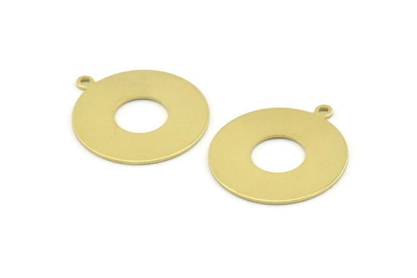 Brass Round Tag, 10 Raw Brass Round Charms With 1 Loop, Brass Pendants (25x0.80mm) M429