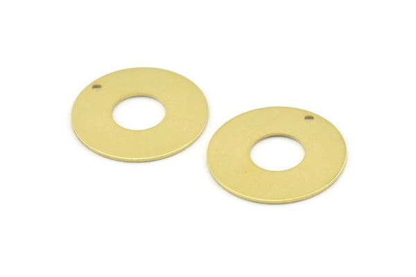 Pirinç Yuvarlak Etiket, 1 Delikli 10 Ham Pirinç Yuvarlak Tılsım, Pirinç Kolye Uçları (25x0,80 mm) M427