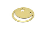 Brass Star Blank, 10 Raw Brass Moon And Star Blanks, Findings (25x0.80mm) M437