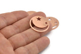 Copper Star Blank, 8 Raw Copper Moon And Star Blanks, Findings (25x0.80mm) M430
