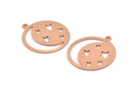 Moon And Star, 8 Raw Copper Moon And Star Charms With 1 Loop, Copper Pendants, Findings (25x0.80mm) M431