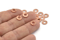 Copper Circle Charm, 100 Raw Copper Circle Charms With 1 Hole (8x0.80mm) M358