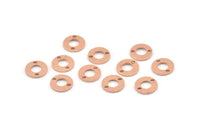 Copper Circle Charm, 100 Raw Copper Circle Connectors With 2 Holes (8x0.80mm) M359
