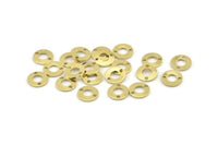 Brass Circle Charm, 100 Raw Brass Circle Connectors With 2 Holes (8x0.80mm) M363