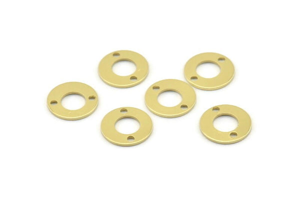 Brass Circle, 50 Raw Brass Round Disc, Brass Circle Charm With 2 Holes, Connectors, Findings (12x0.80mm) M367
