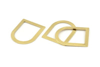 D Shape Rings - 10 Raw Brass D Shape Connectors, Rings (35x28x0.80mm) M383