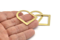 D Shape Rings - 10 Raw Brass D Shape Connectors, Rings (35x28x0.80mm) M383