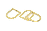 D Shape Rings - 10 Raw Brass D Shape Charms With 1 Hole, Pendants (35x28x0.80mm) M384