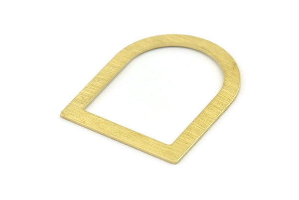 D Shape Rings - 10 Textured Raw Brass D Shape Connectors, Rings (35x28x0.80mm) M379