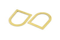 D Shape Rings - 10 Textured Raw Brass D Shape Connectors, Rings (35x28x0.80mm) M379