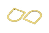 D Shape Rings - 10 Textured Raw Brass D Shape Connectors, Rings (35x28x0.80mm) M379