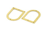 D Shape Rings - 10 Textured Raw Brass D Shape Charms With 4 Holes, Pendants (35x28x0.80mm) M382