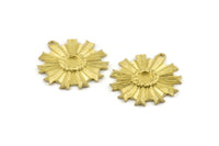 Brass Badge Charm, Raw Brass Rosette Charm Pendant With 1 Loop, Earrings (35x32mm) N0743
