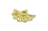 Brass Badge Charm, 2 Raw Brass Rosette Charm Pendants With 1 Loop, Earrings - Pad Size 6mm (32x24mm) N0750