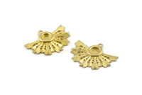 Brass Badge Charm, 2 Raw Brass Rosette Charm Pendants With 1 Loop, Earrings - Pad Size 6mm (32x24mm) N0750
