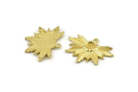 Brass Badge Charm, 2 Raw Brass Rosette Charm Pendants With 1 Loop, Earrings - Pad Size 6mm (33x24mm) N0751