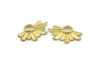 Brass Badge Charm, 2 Raw Brass Rosette Charm Pendants, Earrings, Findings (30x21mm) N0755