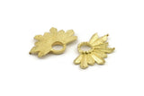 Brass Badge Charm, 2 Raw Brass Rosette Charm Pendants, Earrings, Findings (30x21mm) N0755