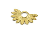 Brass Badge Charm, 2 Raw Brass Rosette Charm Pendants, Earrings, Findings (33x23mm) N0759