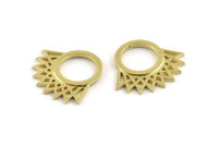 Brass Charm, 4 Raw Brass - Sunshine Charm -  Brass Sun Charm - Findings (25x21x1.5mm) N1318