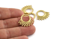 Brass Charm, 4 Raw Brass - Sunshine Charm -  Brass Sun Charm - Findings (25x21x1.5mm) N1318