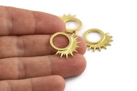 Brass Charm, 4 Raw Brass - Sunshine Charm -  Brass Sun Charm - Findings (22x21x1.5mm) N1317