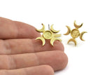 Brass Moon Earring, 4 Raw Brass Crescent Moon Stud Earrings - Pad Size 6mm (19mm) N1328