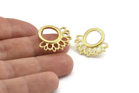 Stud Earrings, 4 Raw Brass Earrings -  Round Stud Earrings - Ear Studs - Earring Findings (24x21x1.5mm) N1332