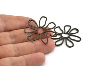 Black Daisy Charm, 6 Oxidized Black Brass Daisy Charms With 1 Hole, Pendants, Earrings (34x1mm) D0638 S893