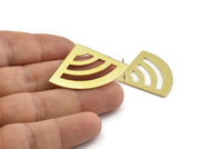 Brass Triangle Earring, 6 Raw Brass Fan Stud Earrings (40x28x0.80mm) M203 A1591