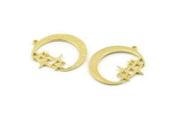Brass Moon Charm, 2 Raw Brass Moon Charms With 1 Loop, Pendants (33x31x1.5mm) N1347