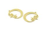 Brass Moon Charm, 2 Raw Brass Moon Charms With 1 Loop, Pendants (33x31x1.5mm) N1347