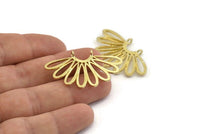Brass Daisy Charm, 2 Raw Brass Flower Pendants With 2 Loops, Pendants, Earrings (41x24mm) N1359