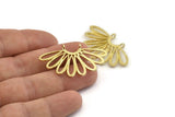 Brass Daisy Charm, 2 Raw Brass Flower Pendants With 2 Loops, Pendants, Earrings (41x24mm) N1359