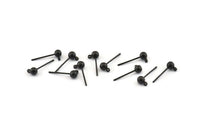 Black Ball Earring, 24 Oxidized Black Ball Stud Earrings - Pad With 4mm Hole Hook BS 1799 S717