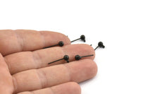 Black Ball Earring, 24 Oxidized Black Ball Stud Earrings - Pad With 4mm Hole Hook BS 1799 S717